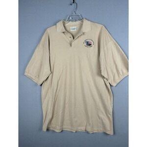 Earth Collection Men's Shirt XXL Beige Polo USS Dwight D Eisenhower Ike 3310